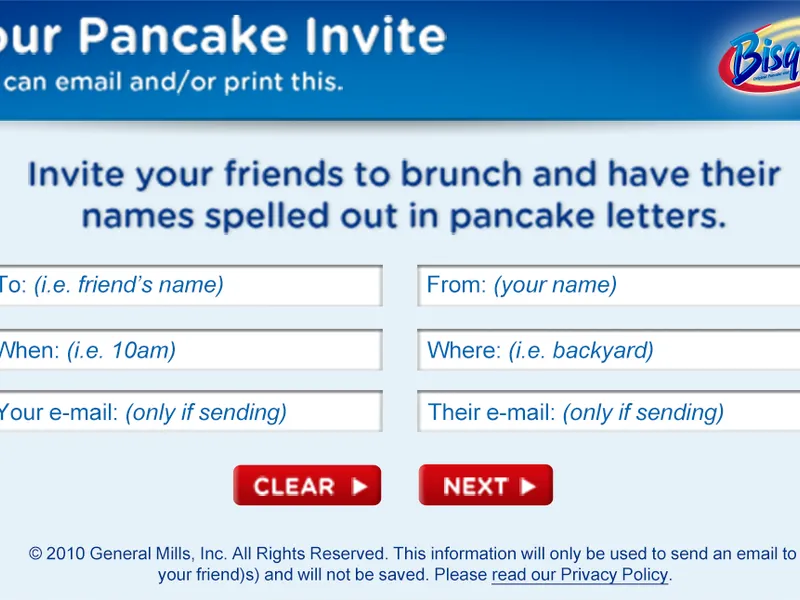 Bisquick Pancake Campaign — Forecast App & Invite Refresh — screenshot 2
